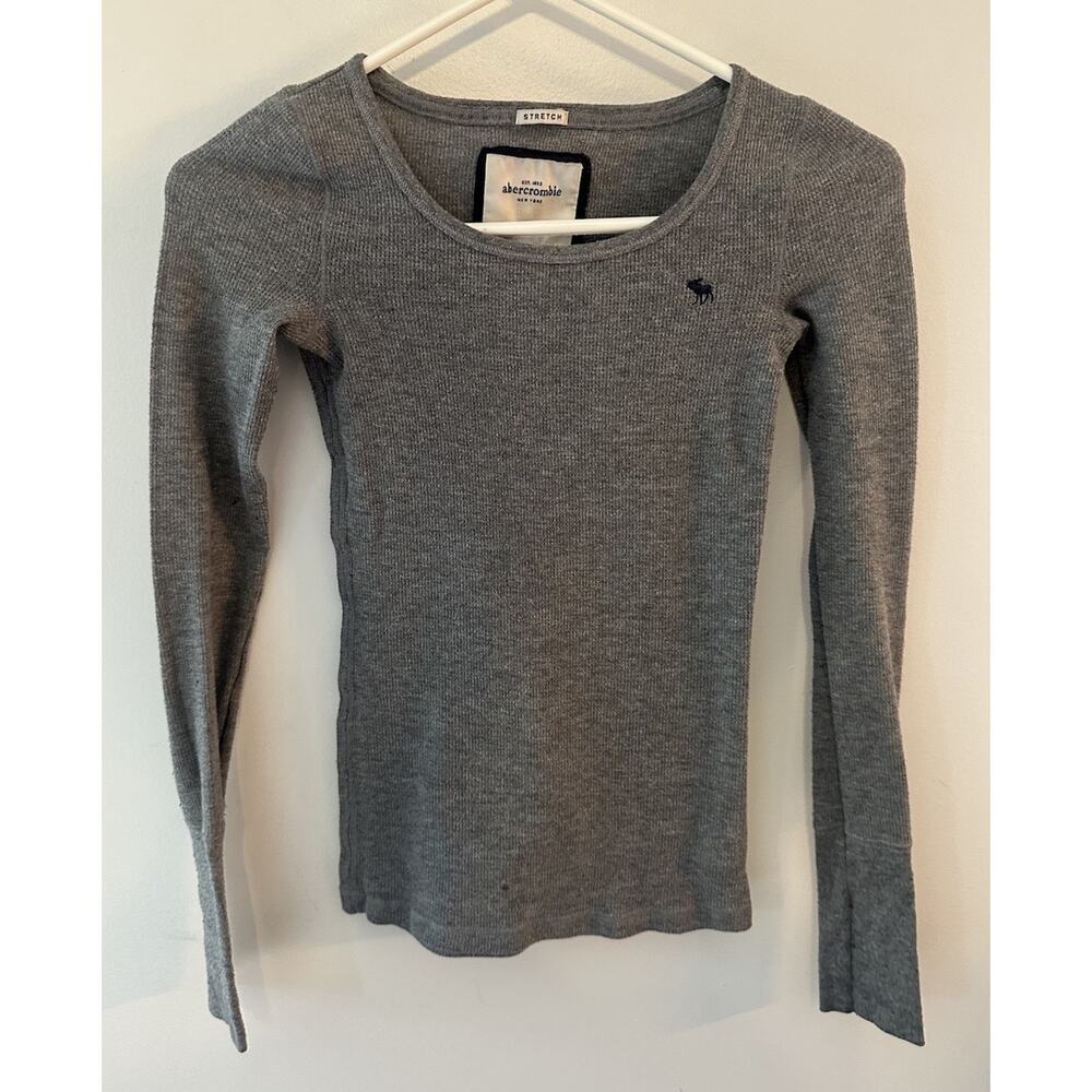 Abercrombie & Fitch Gray Long Sleeve Ribbed Top Y2K